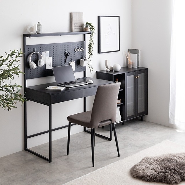 【幅100cm】有孔ボード・引き出し付きデスク