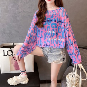 Mesh leopard print colorful pop T-shirt 【2colors】1820