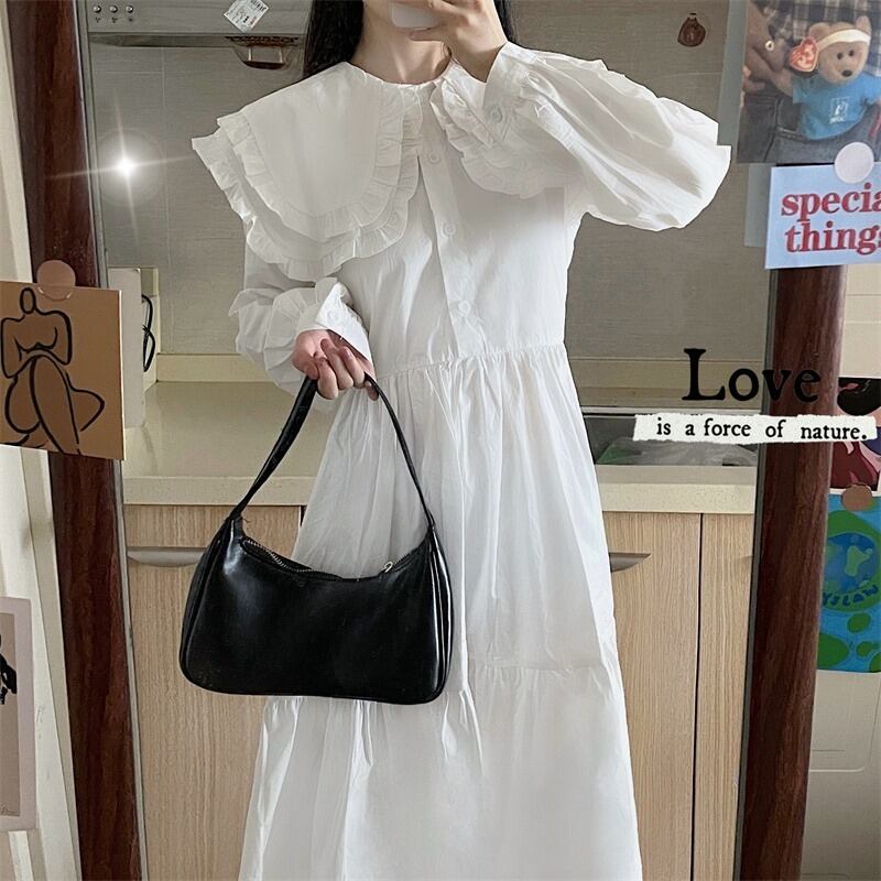 オータムロングドレス カラースカート シャツ 秋物 萌量不足471227213