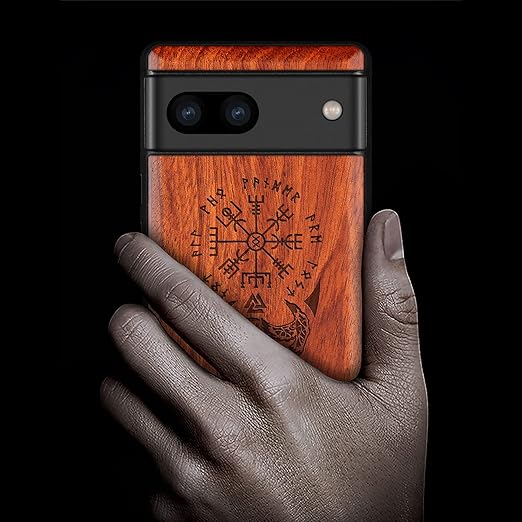 Carveit Google Pixel 8 用 ケース 木製, [ソリッドウッド&ブラック