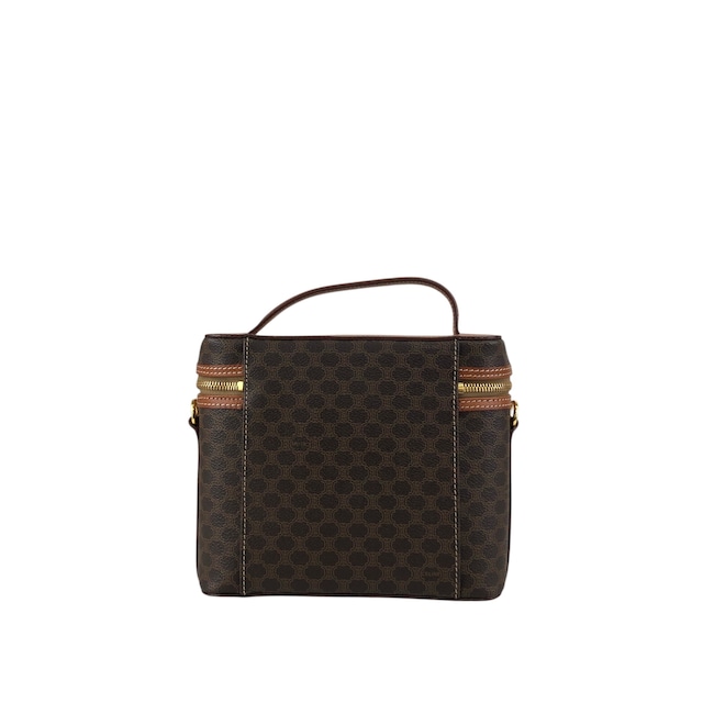 CELINE セリーヌ マカダム ショルダーバッグ ブラウン サークルロゴチャーム PVC バニティバッグ 2WAY vintage ヴィンテージ オールド 6zcbz5