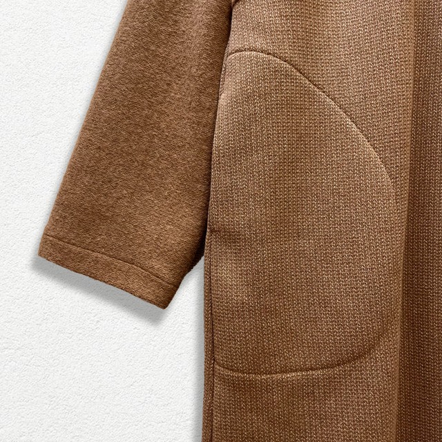 【人気シリーズ】ノーカラー 切り替えロングコート｜茶色 / キャメルブラウン｜画像10