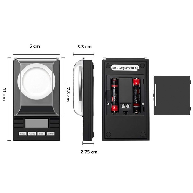 携帯タイプはかり ポケットデジタルスケール(秤) 0.001g-50g 精密天秤 業務用(プロ用) デジタルスケール 電子天秤