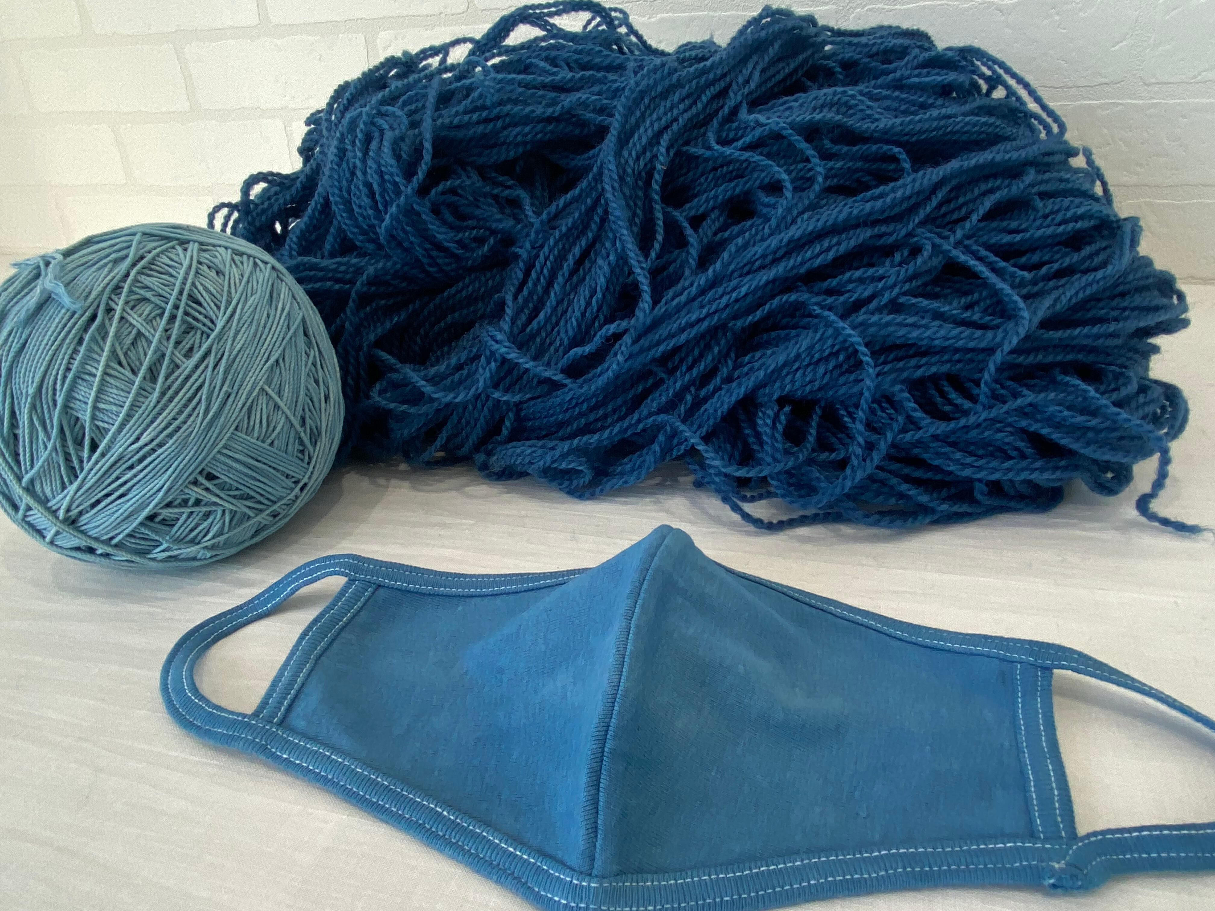 正藍染め 無地マスク