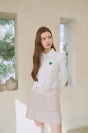 GOXO ゴーエックスオー ハートロゴダブルジャンプリーツスカート ベージュ