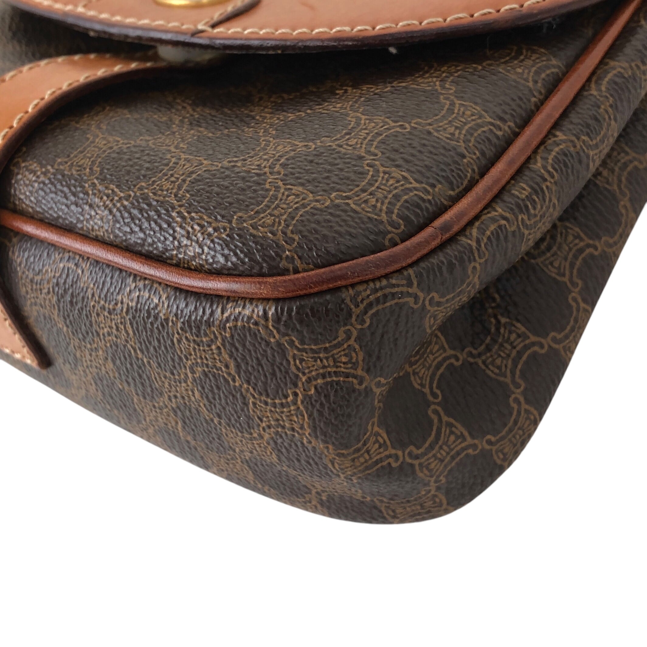 ★CELINE セリーヌ  マカダム ショルダーバッグ ブラウン ブラゾン PVCレザー ミニバッグ nwujcb CELINE セリーヌ マカダム ショルダーバッグ ブラウン ブラゾン PVC