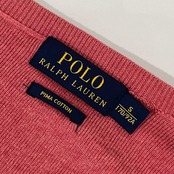 POLO RALPH LAUREN ラルフローレン PIMA COTTON Vネック ニット セーター S/くすみピンク メンズ