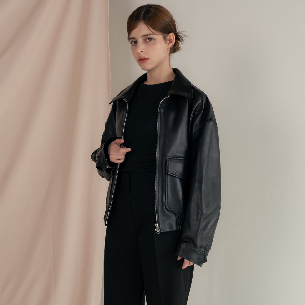 イタリア産ナッパラムレザー A2ボンバージャケット（レディース