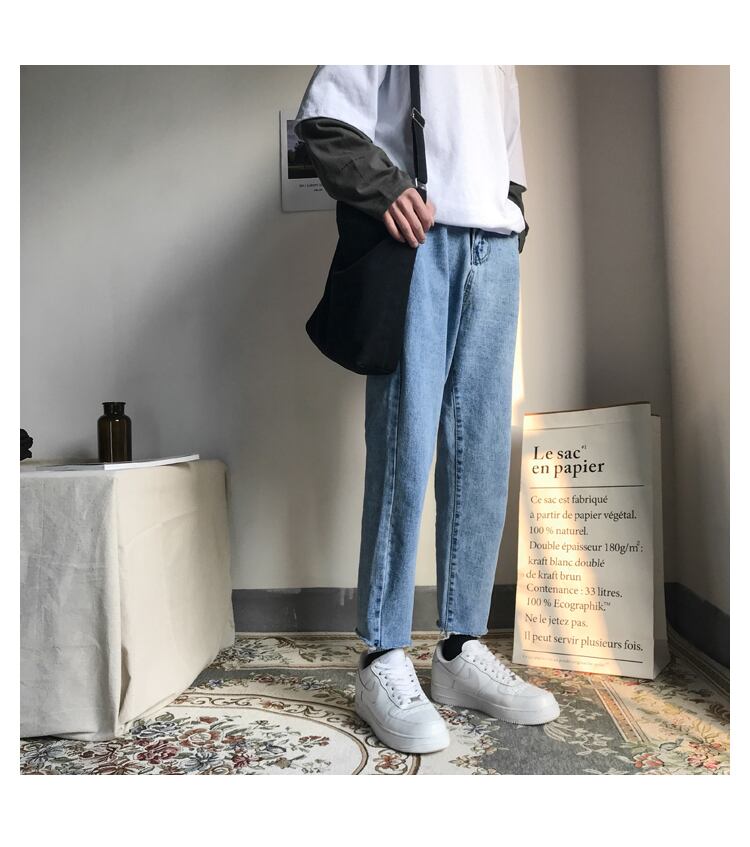 全2色 デニム パンツ ストレート カジュアル 無地 おしゃれ