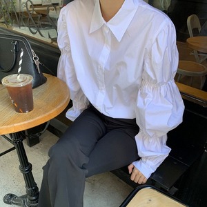 white puff sleeve long sleeve shirt