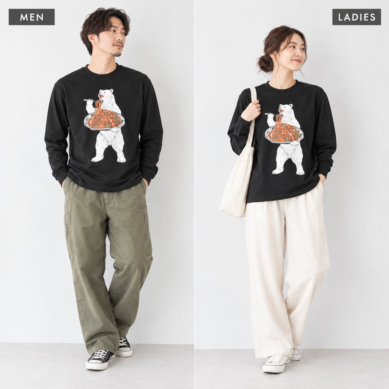 go slow caravan ゴースローキャラバン|【ナポリタンクマ】超ヘビーUSA/C ナポリタンクマ ロングスリーブ TEE|長袖Tシャツ 綿100% ユニセックス 351906 ブラック