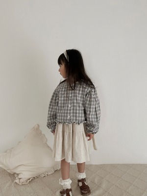 ［即納］Rii. check frill blouse