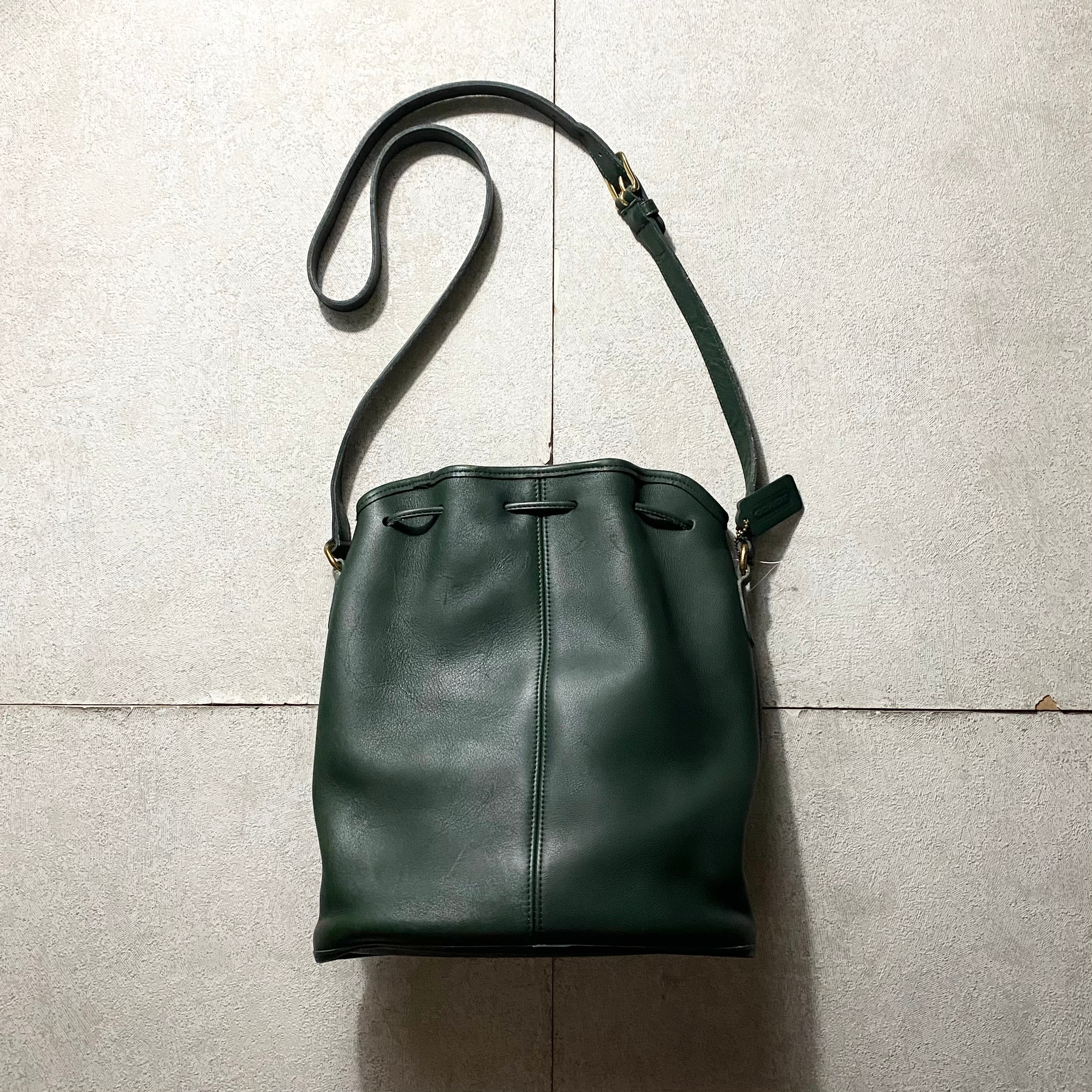 old COACH moss green leather bucket bag | NOIR ONLINE