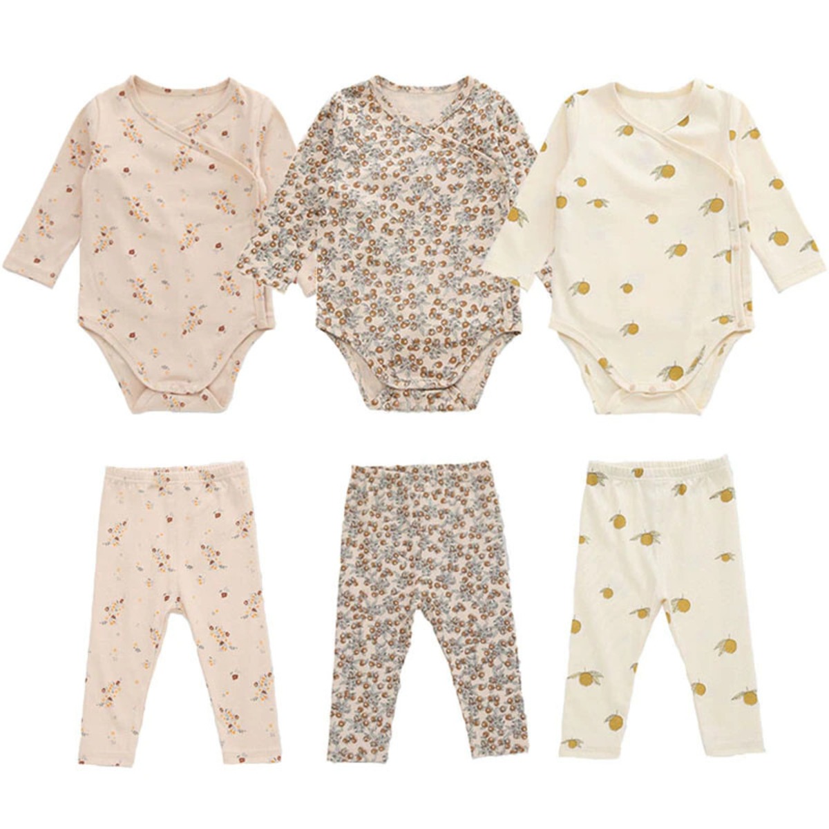 ベビー服セット 長袖ロンパース＋パンツセット オーガニックコットン 