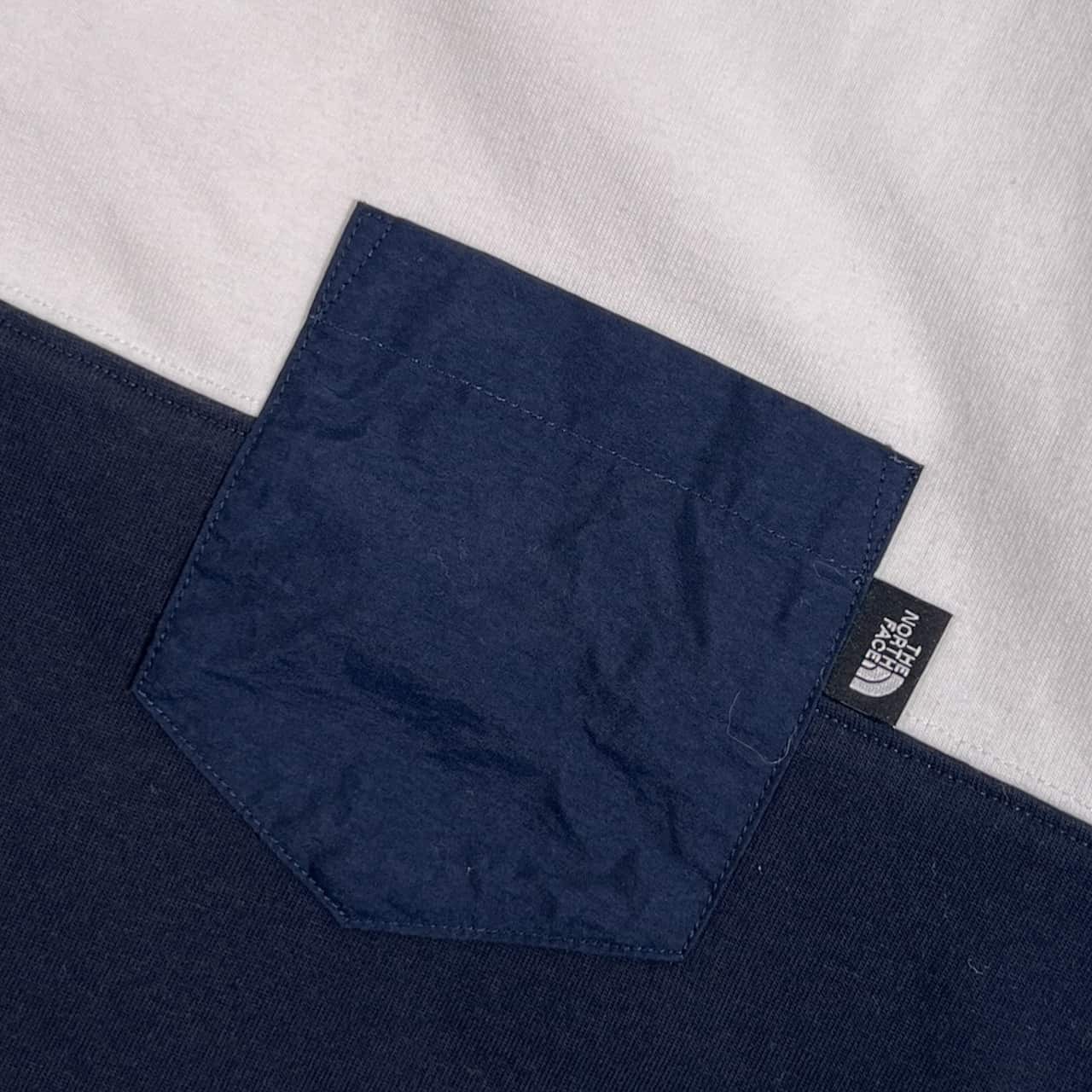 THE NORTH FACE ザノースフェイス 切替 配色 ポケット 半袖 Tシャツ サイズM /ホワイト×ネイビー メンズ NT31949