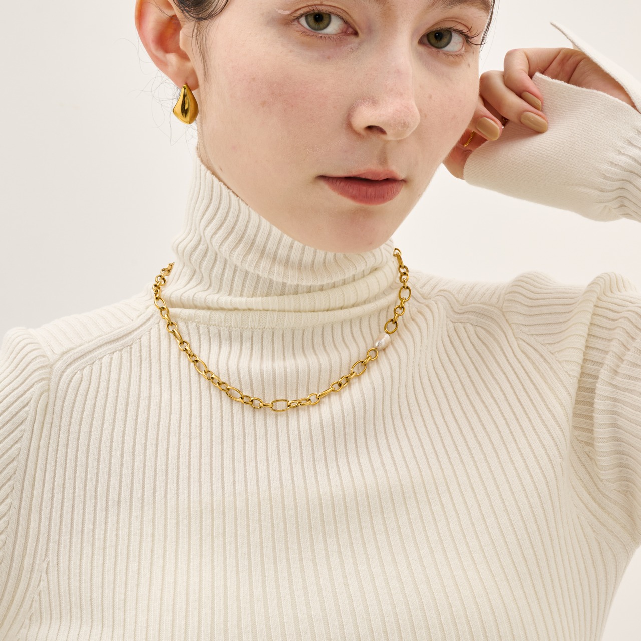 stainless pearl chain necklace