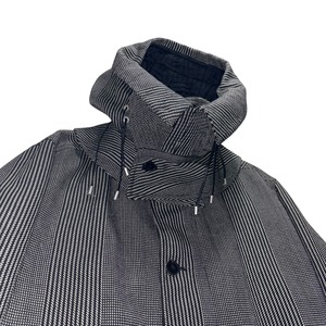 VERSACE tweed × leather coat