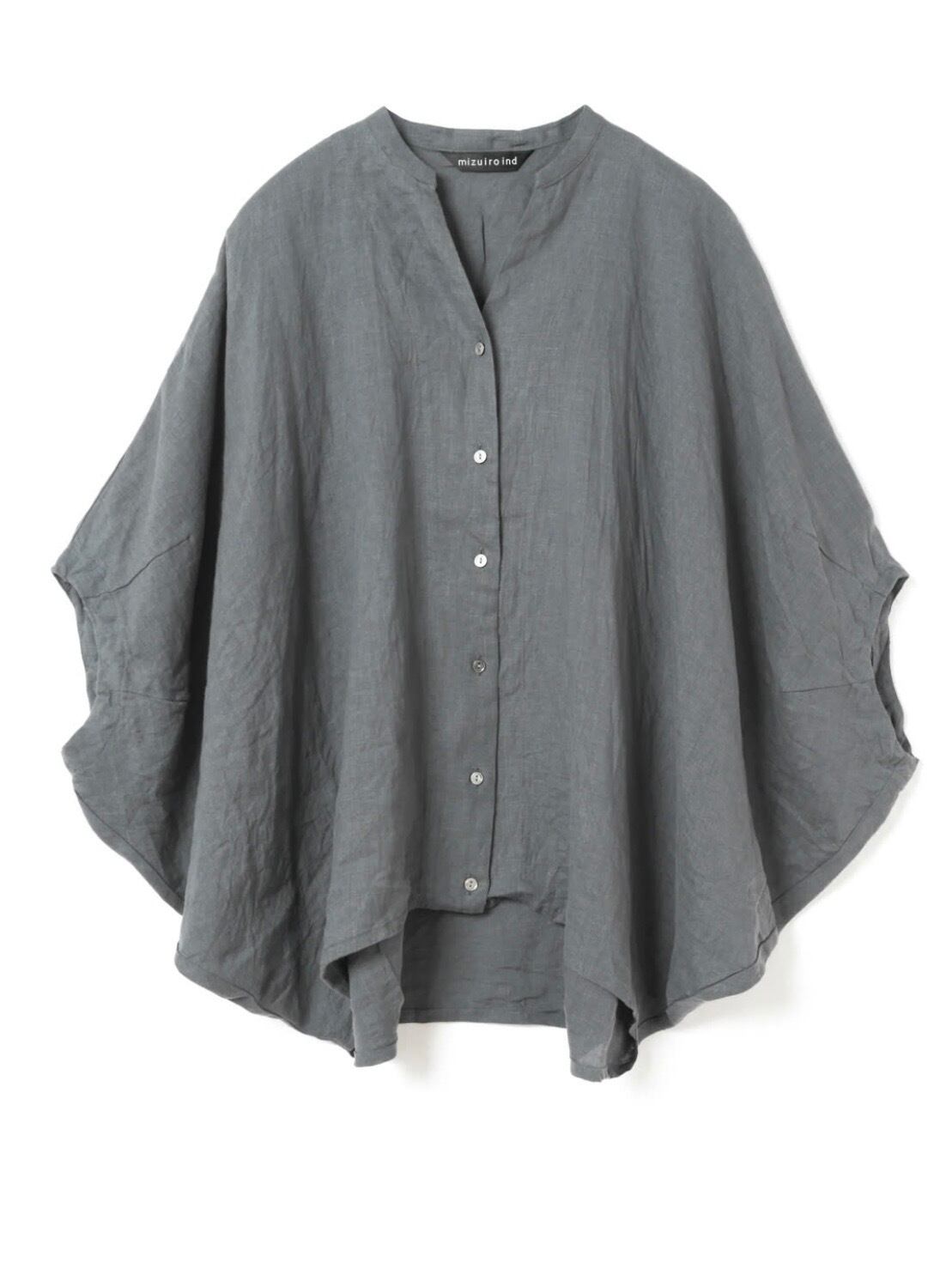 mizuiro ind/リネンスタンドカラーコクーンシャツ | 20ｰtwentyｰ