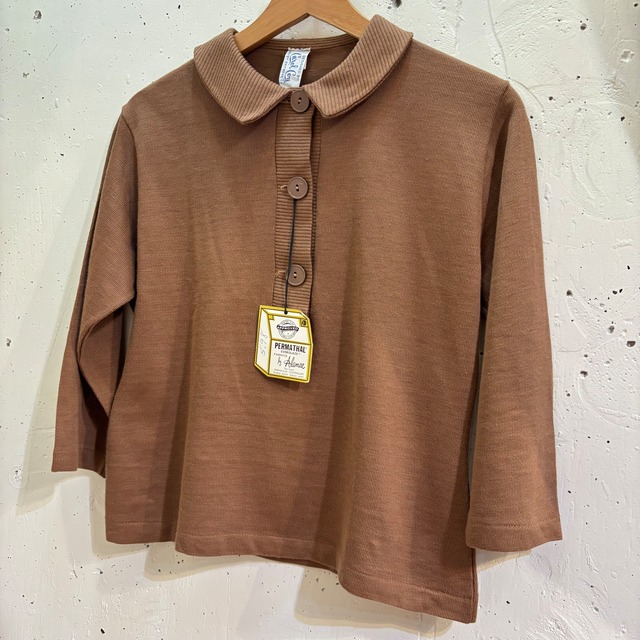 50’s brown three quarter sleeve tops【dead stock】