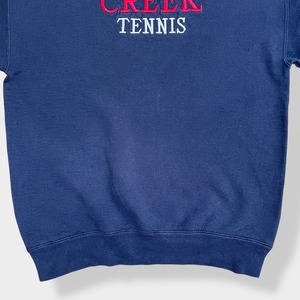 【SOFFE】90s USA製 CREEK TENNIS 刺繍ロゴ スウェット トレーナー プルオーバー ネイビー ヘビーコットン L オールド ビンテージ US古着