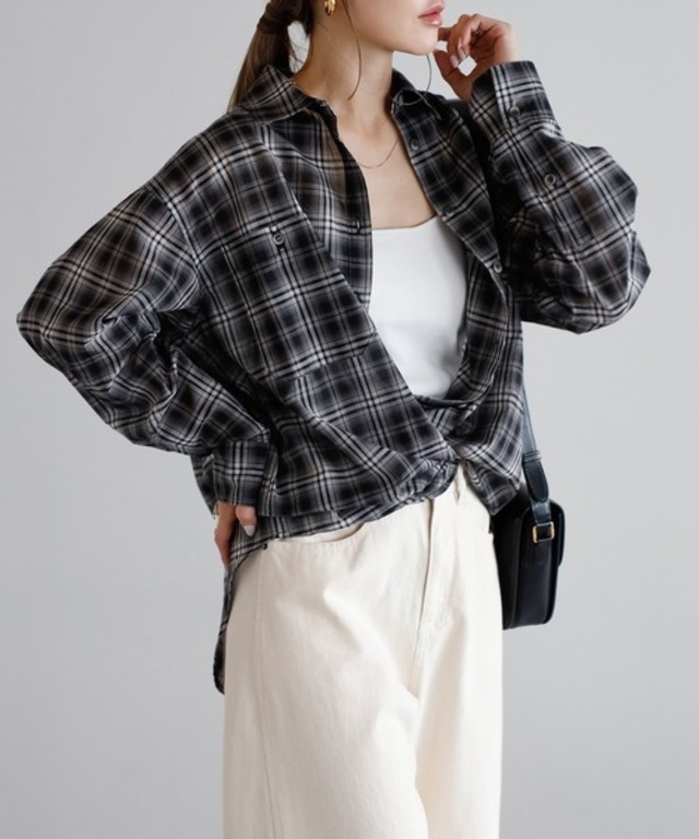 エアリーチェックリラックスシルエットシャツ