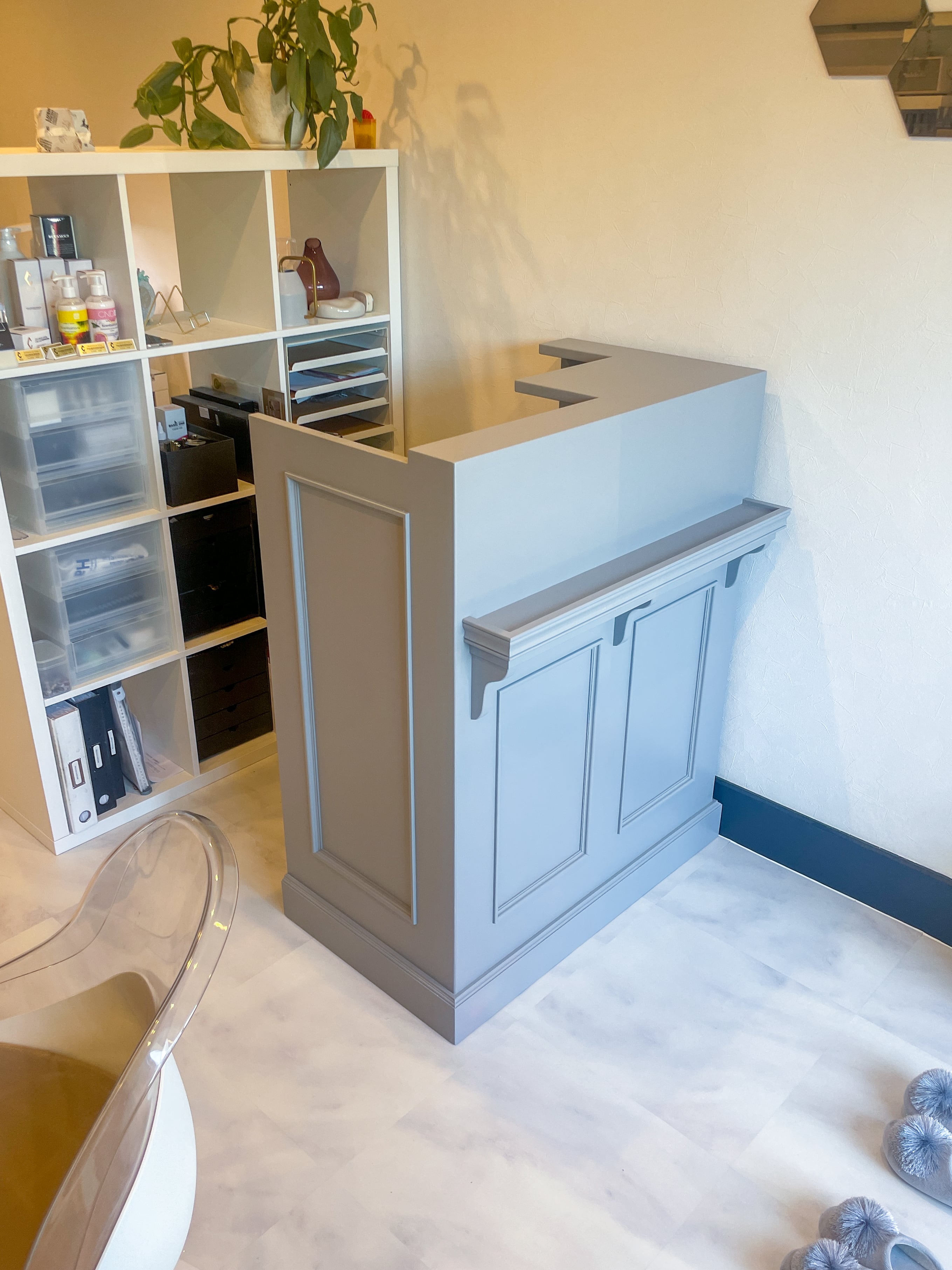 オーダーメイドアンティーク調カウンター128 （ライトグレー