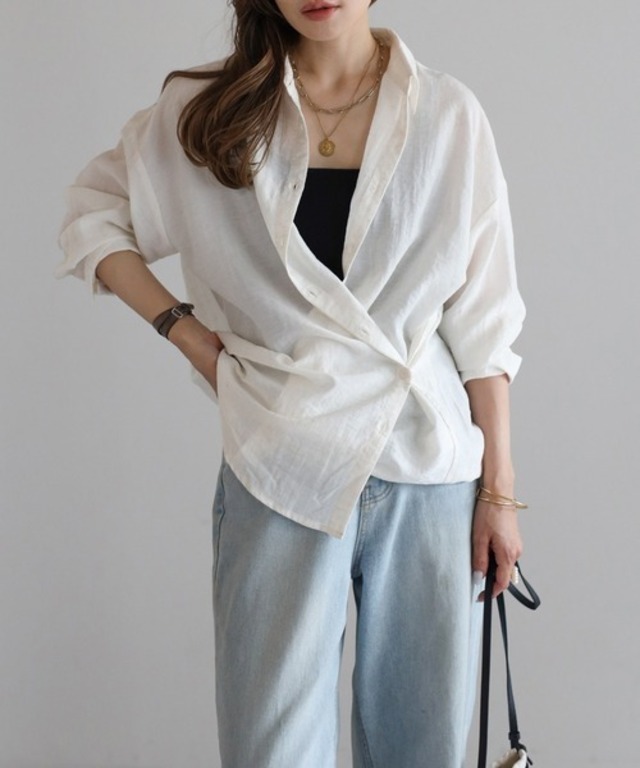 アシメカシュクールシャツ