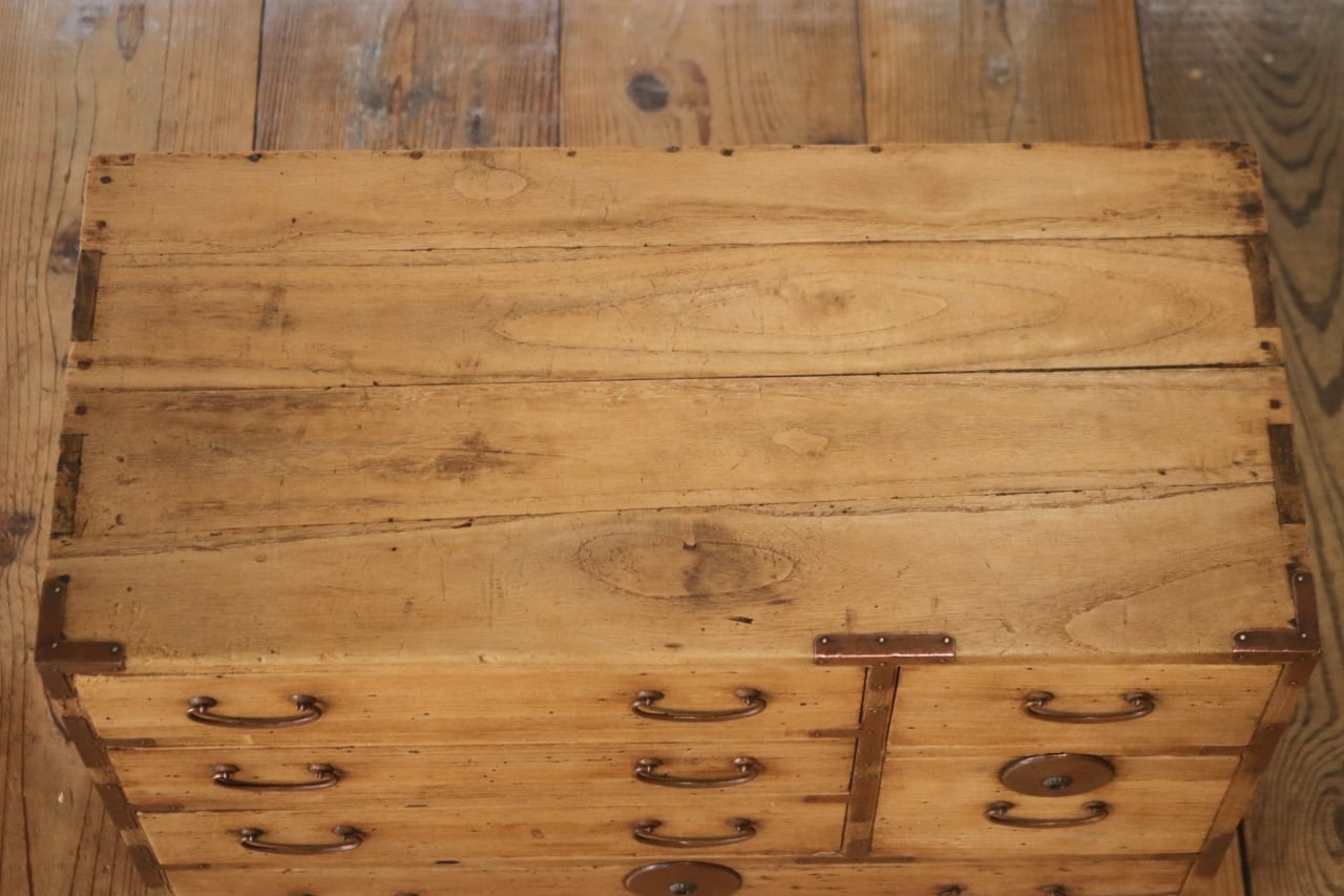 レトロ 時代箪笥 小振り 桐たんす タンス 収納 引き出し 抽斗 6杯 古