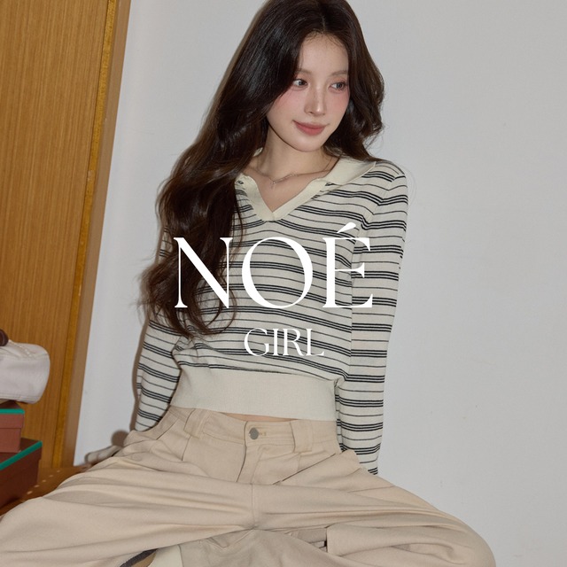 stripe v neck knit