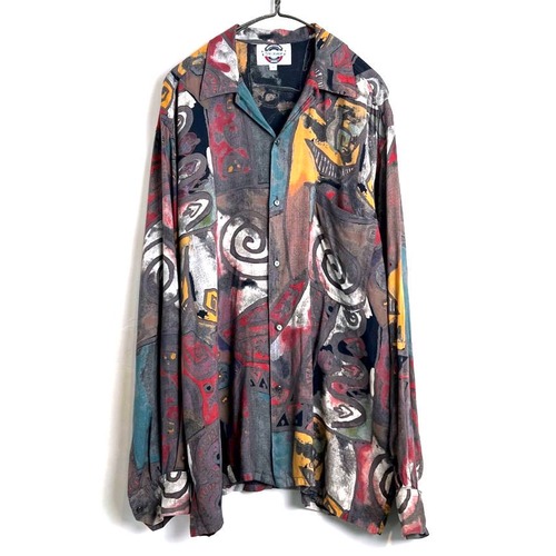 [TAROCASH] Vintage Art Pattern Rayon Shirt [1990s-] Vintage Art Pattern Rayon Shirt