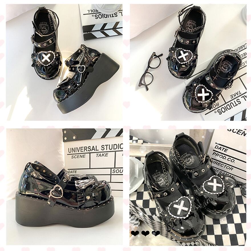 ゴスロリ通販 With U ゴシック ロリィタ パンク 厚底靴 Love ハート