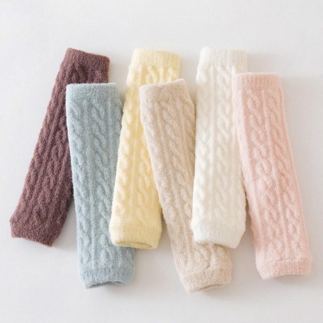 【BABY&KID】冬作無地モコモコレッグウォーマー