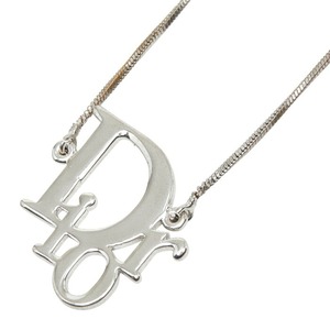 ディオール ロゴ チェーン ペンダント ネックレス シルバー メタル レディース Dior 【中古】