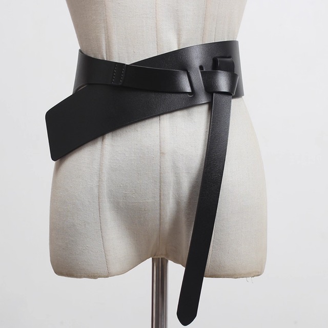 Black leather waist belt (ME147)