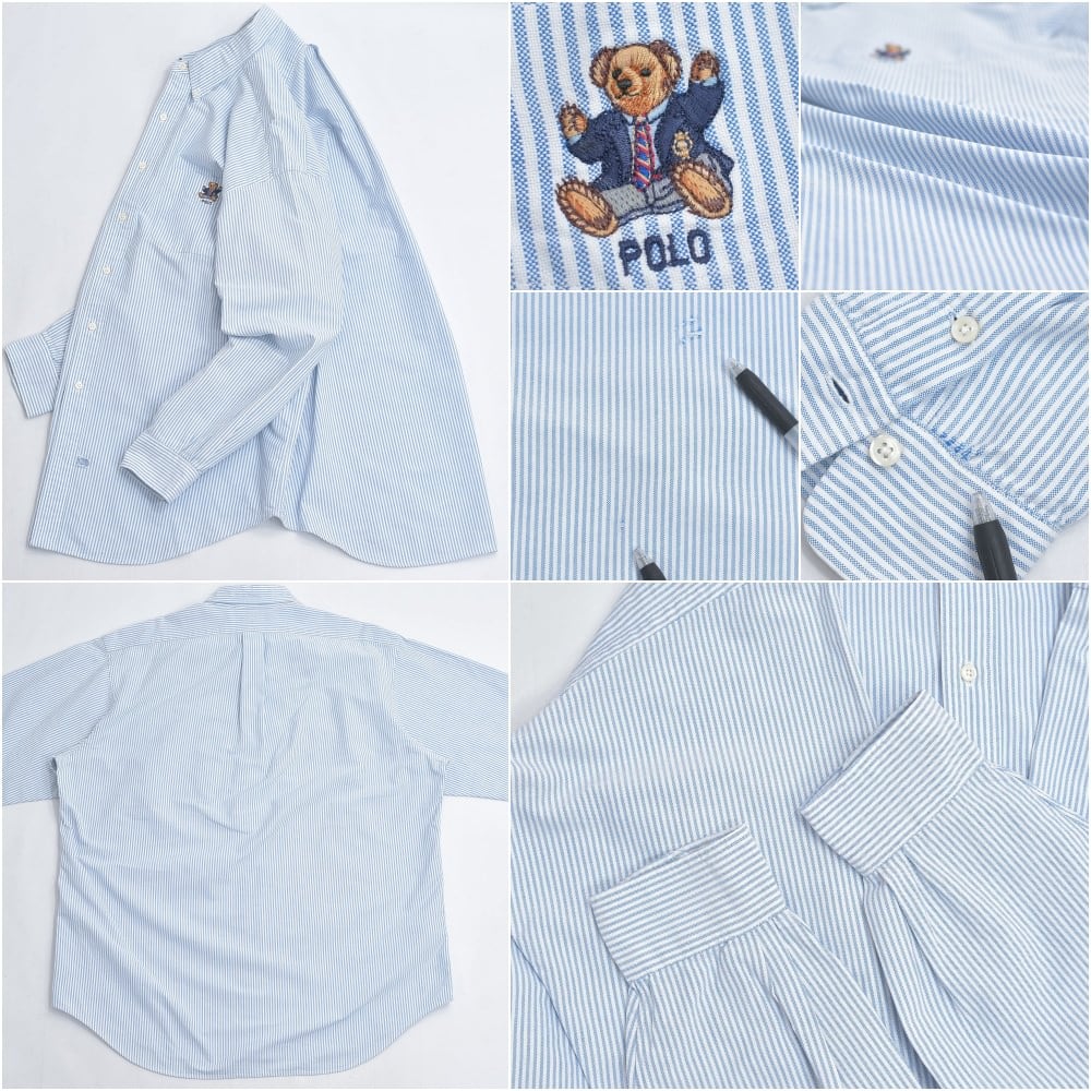 リサイズ 90s Ralph Lauren ポロベア 刺繍 デザイン ストライプ
