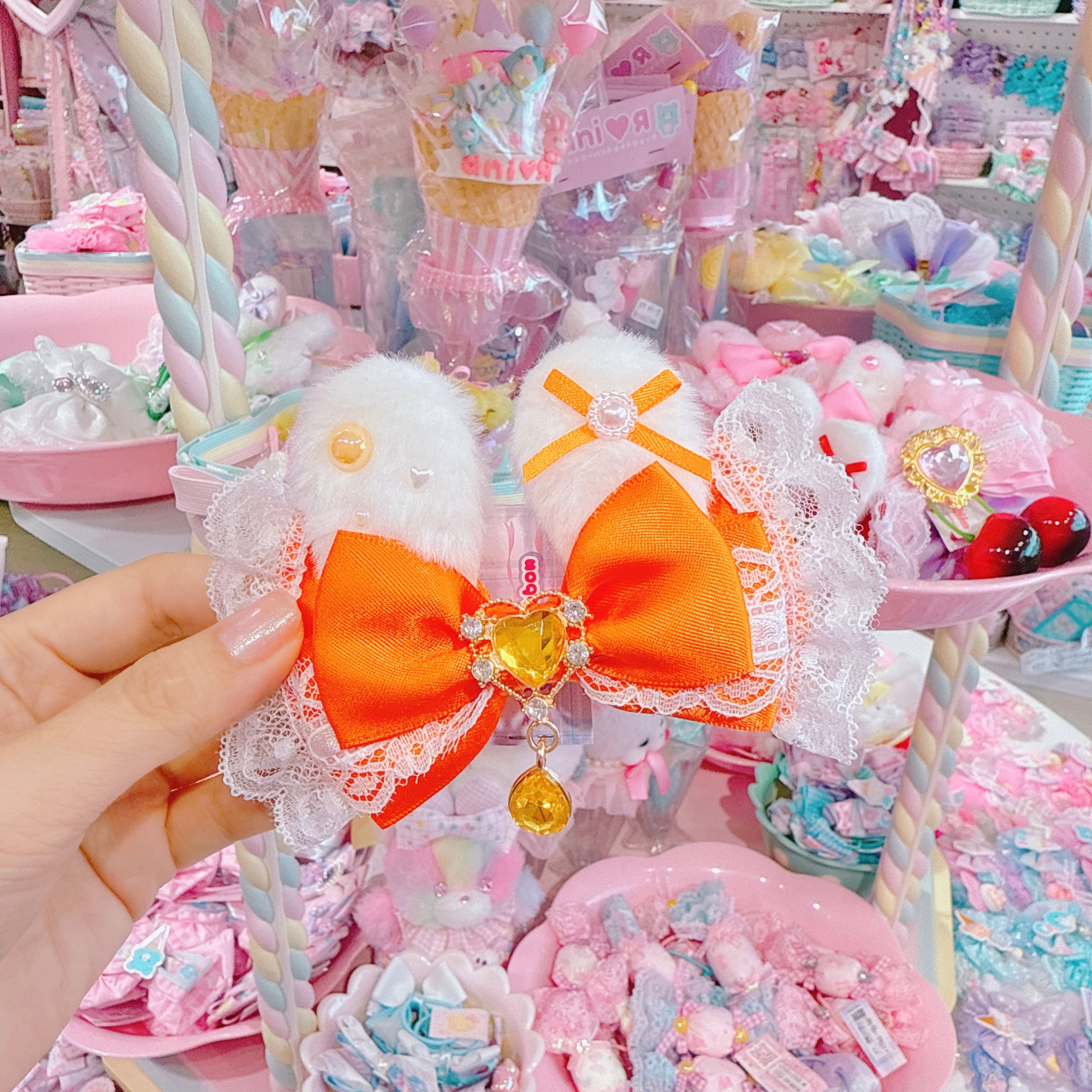 【F7】59-58うさ耳リボンヘアクリップ