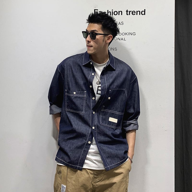 シャツ スタイルカジュアルジャケット ロング ストリート Xu_Tailang5758570128