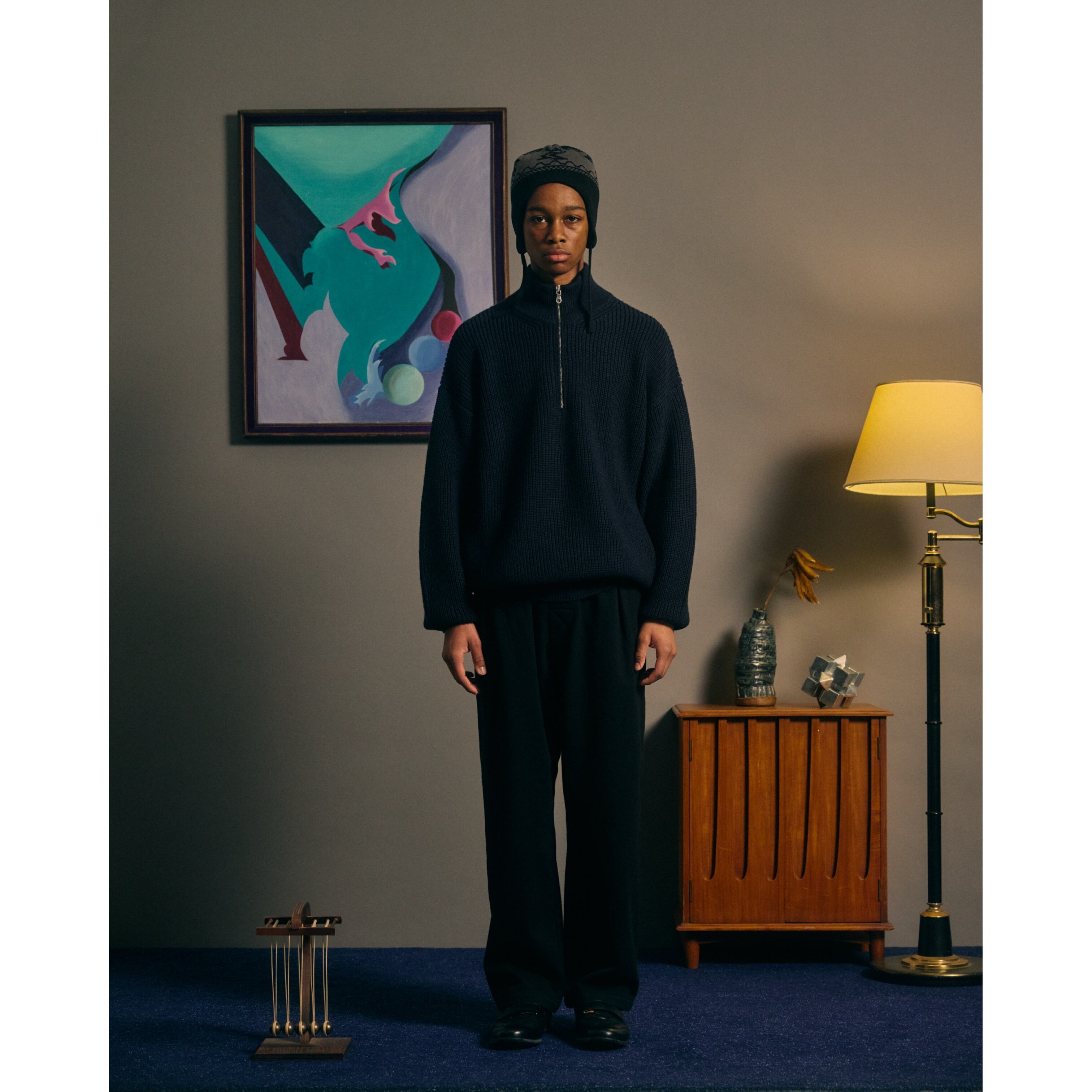 COMFORTABLE REASON / FLEECE BACK SLACKS BLACK | Pay ID