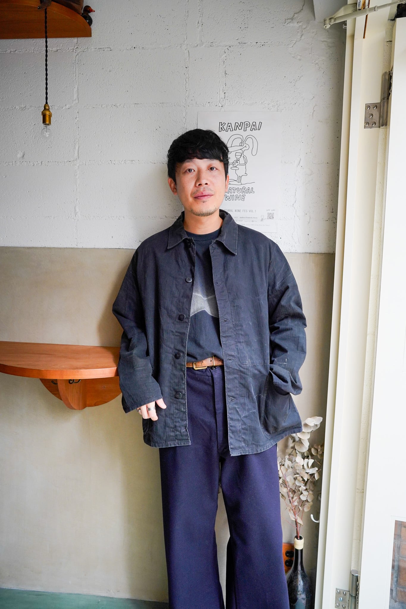 【1986】"Deutsche Bundesbahn" German Railway Black Cotton Herringbone JKT / 6-317
