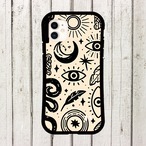 受注生産 iPhoneケース 目と月のモノトーン護符柄｜魔除けアート TALM038C