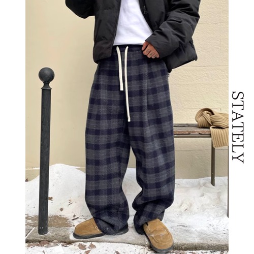 ウールチェック イージーパンツ_B37 画像