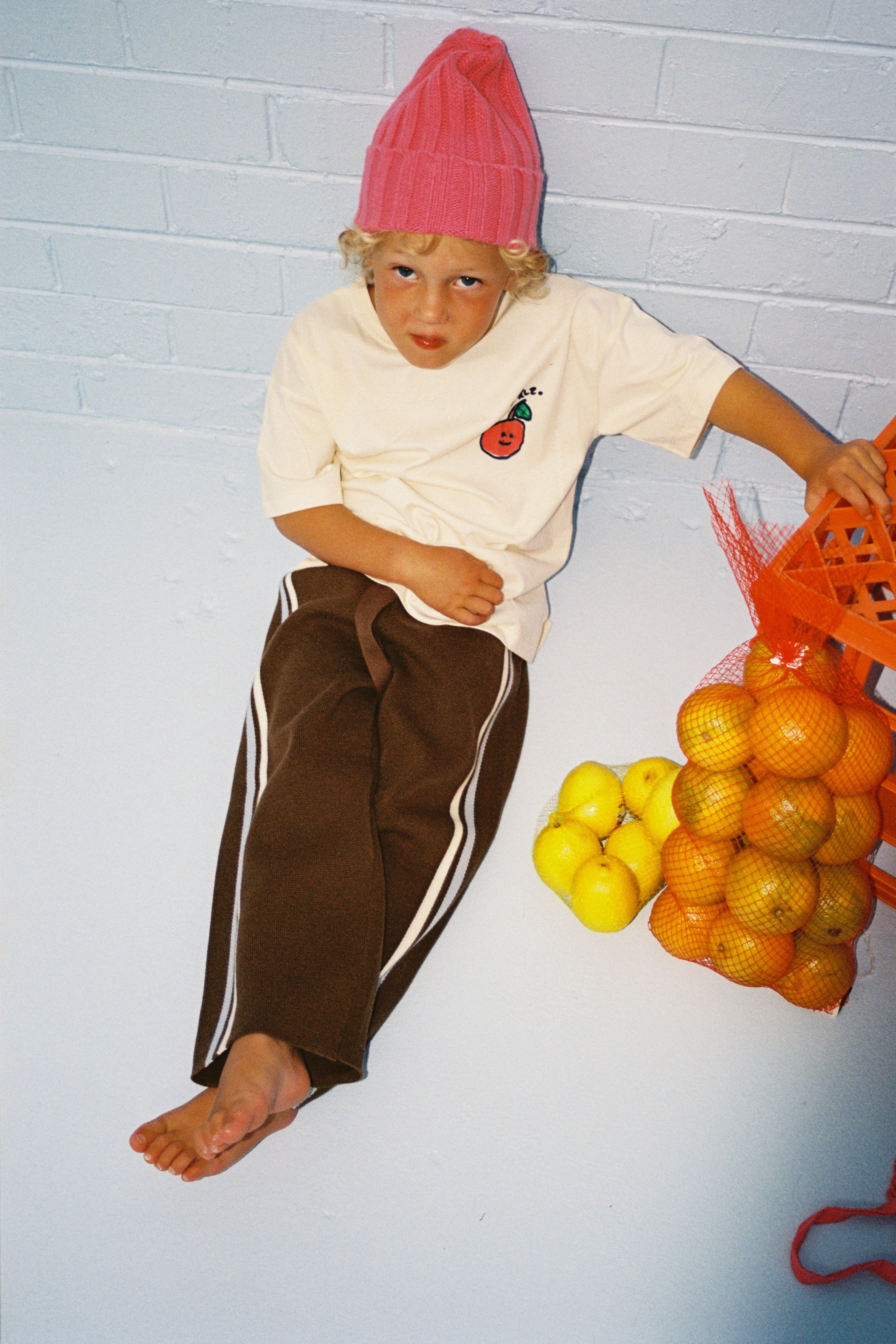 【即納/送料無料】Grown / Organic Striped Milano Knit Pants - Espresso
