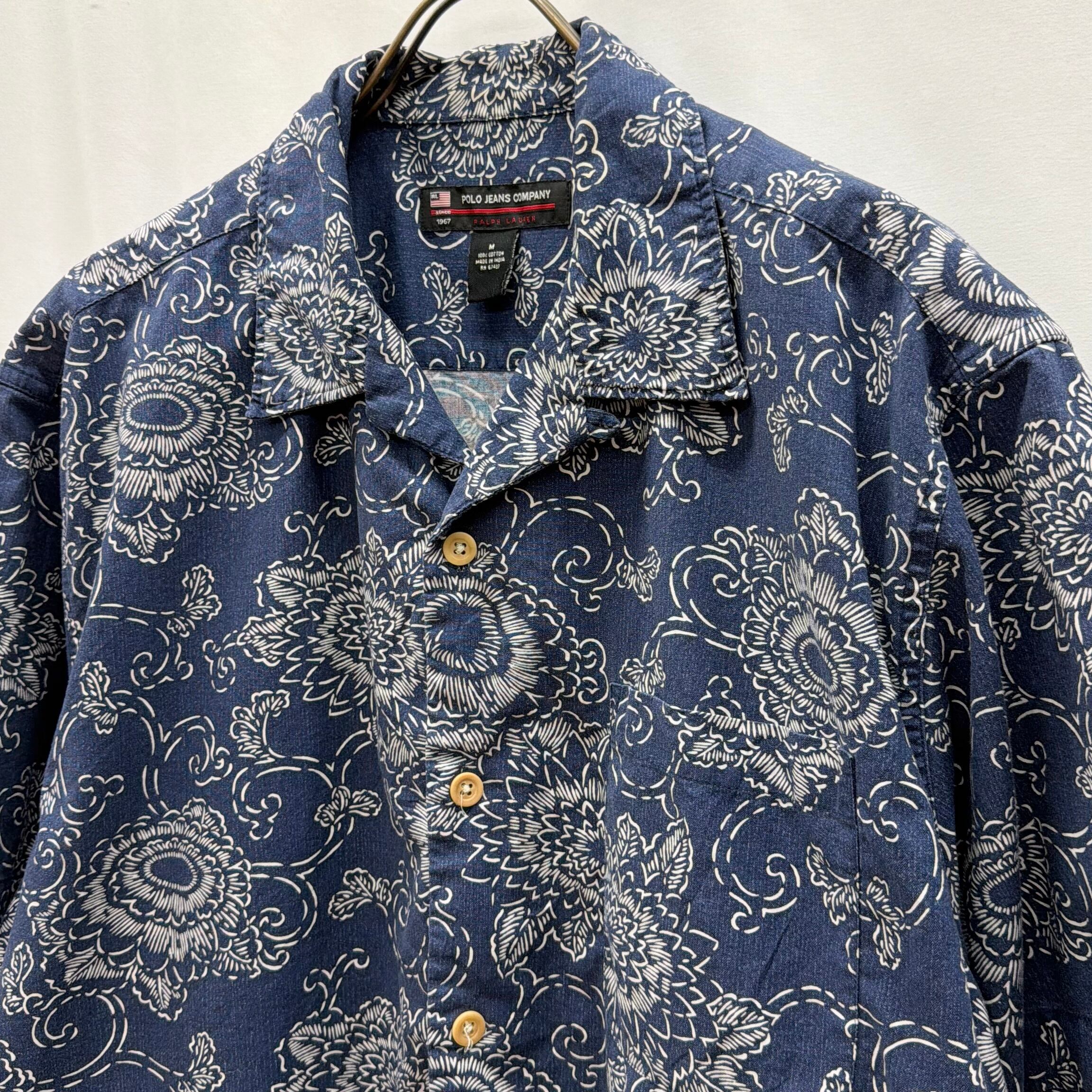 メンズ 【極品・激レア】POLO JEANS COMPANY アロハシャツ／藍色／S
