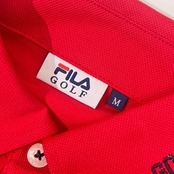 FILA GOLF フィラ ゴルフ トリコロール デコ 鹿の子 半袖 ポロシャツ M/レッド メンズ