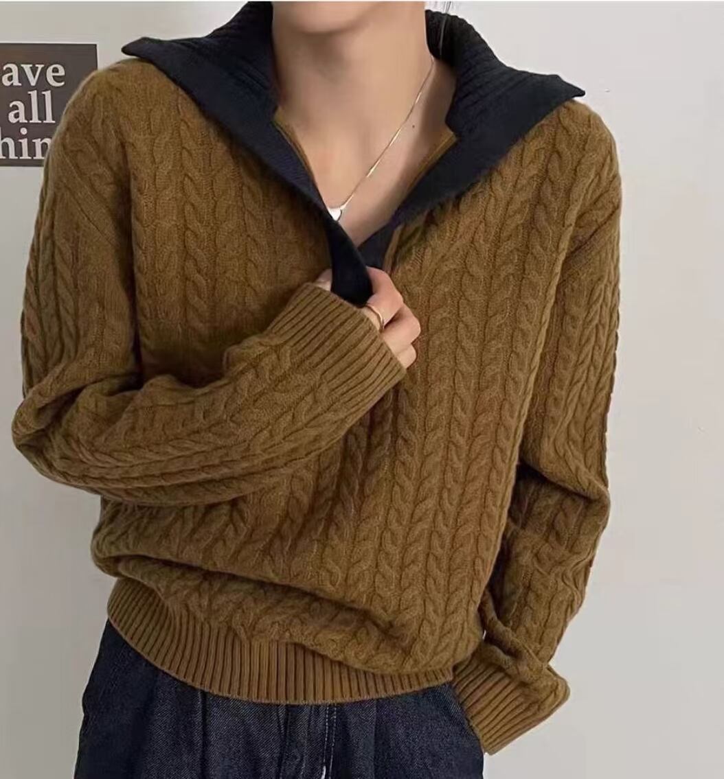 襟配色ニット  AJ1079-801