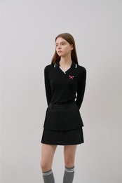 GOXO ゴーエックスオー VネックスリムフィットカラーTシャツ ブラック