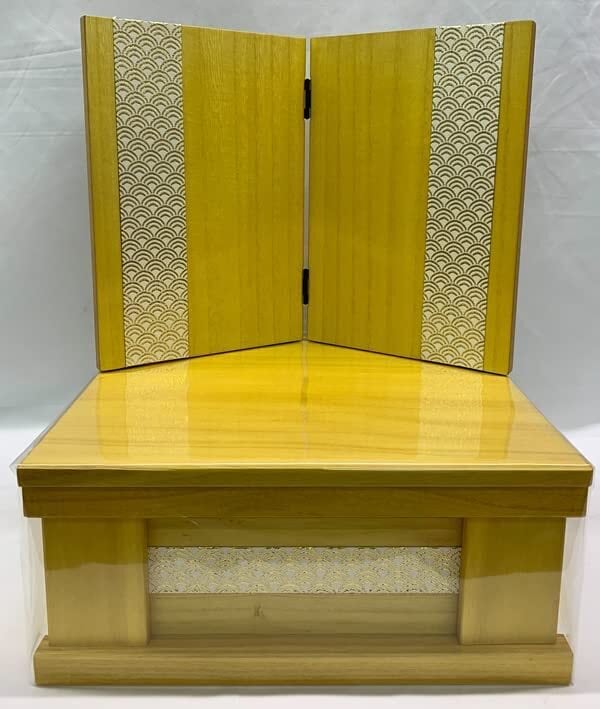 屏風付き収納飾台 6号桐短冊(黄）収納 高級 屏風付き収納飾台 6号桐短冊(黄） | 株式会社 山本人形