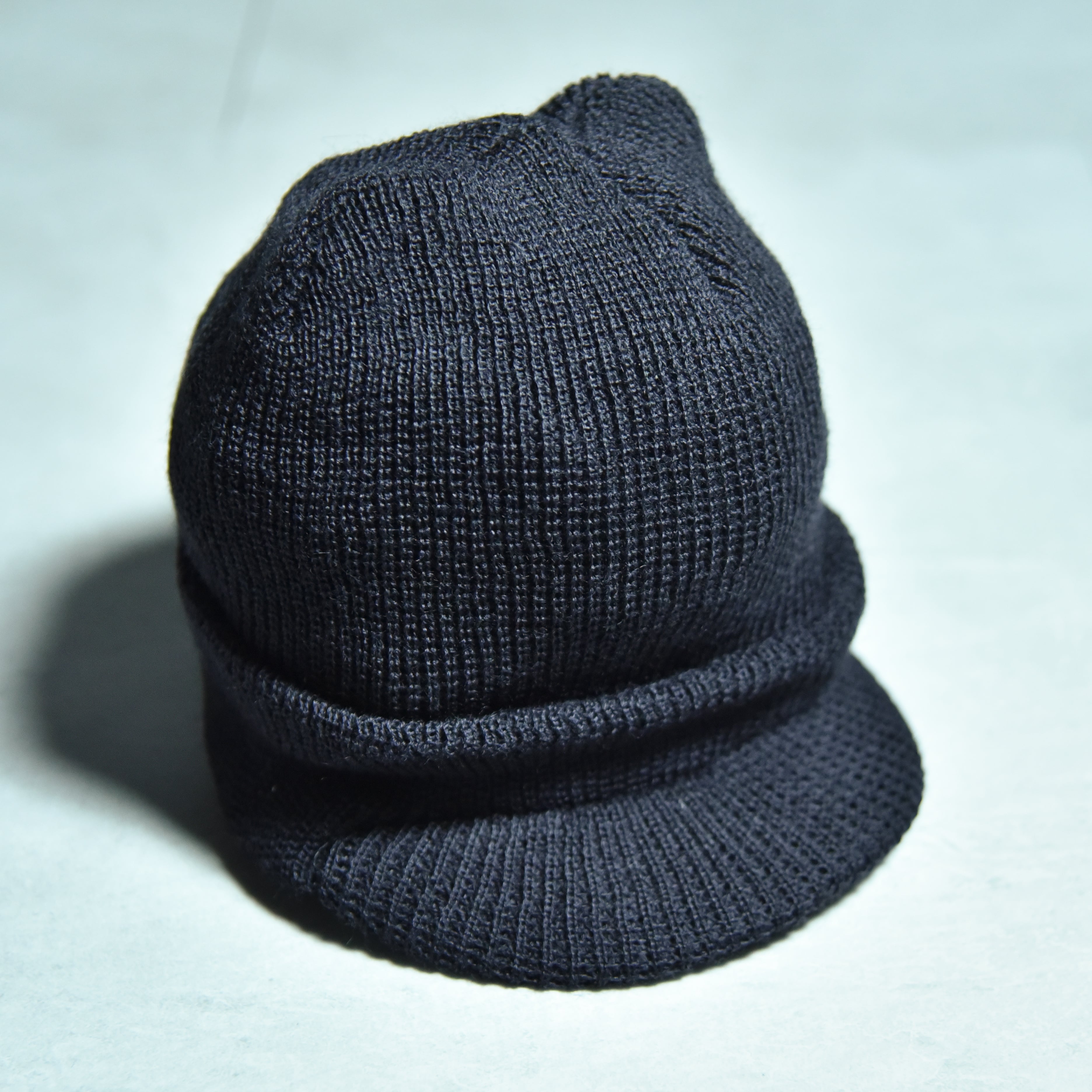 DEAD STOCK】Made in USA Knit Cap BLACK アメリカ製 ツバ付き ニット