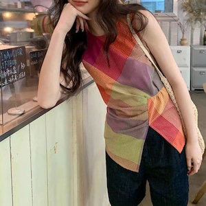 Colorful Plaid Sleeveless top