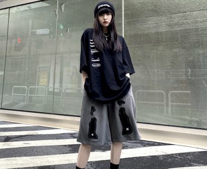 【韓国ファッション】オーバーオール ストリート パンツ カジュアルハーフパンツ